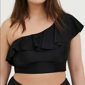 Torrid Black One Shoulder Wireless Bikini Top